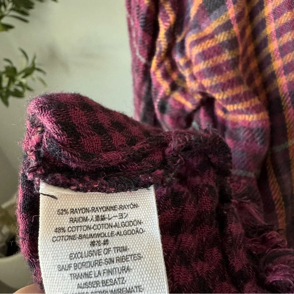 Free People Plaid Slouchy Oversized Top - Picture 10 of 11